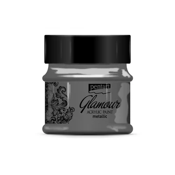 Pentart Glamour metál akrilfesték 50 ml - ezüstfekete