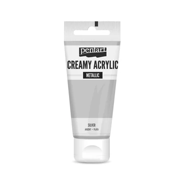 Pentart krémes metál akrilfesték 200 ml - ezüst