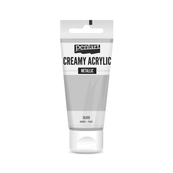 Pentart krémes metál akrilfesték 200 ml - ezüst