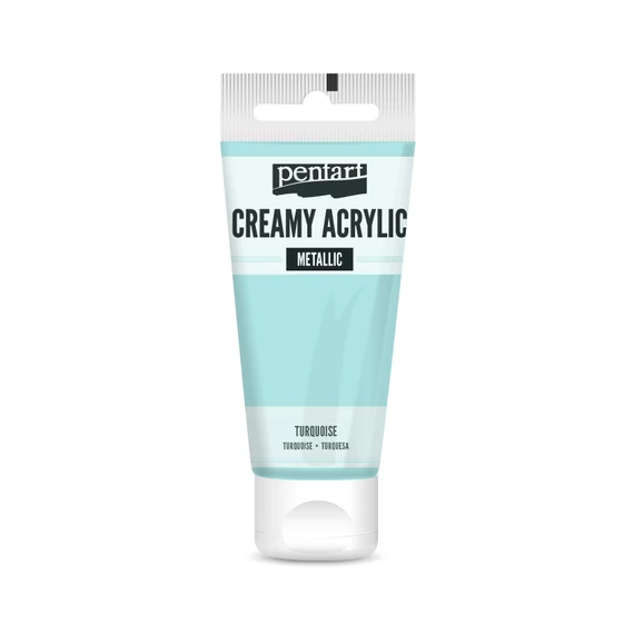 Pentart krémes metál akrilfesték 60 ml - türkiz