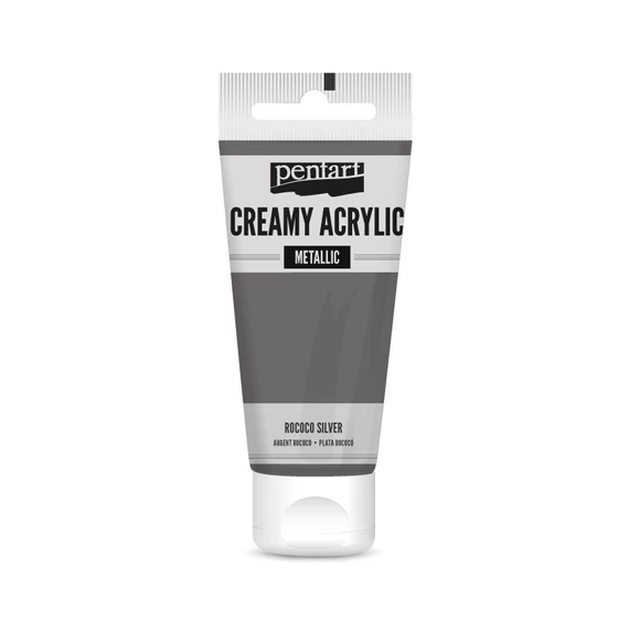 Pentart krémes metál akrilfesték 60 ml - rokokóezüst