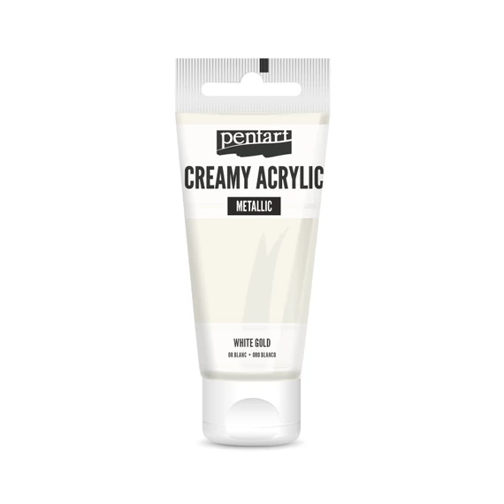 Pentart krémes metál akrilfesték 60 ml - fehérarany