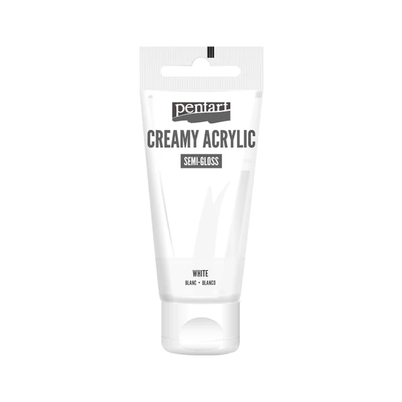 Pentart krémes selyemfényű akrilfesték 200 ml - fehér 
