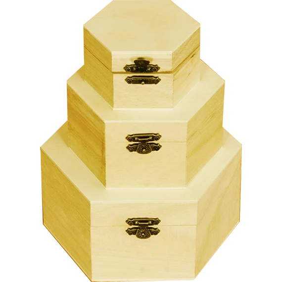 Doboz szett, 3 db-os, hatszög 16 x 16 x 8 cm