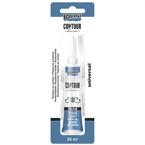 Pentart kontúrozó festék 20 ml - gyöngyház acélkék
