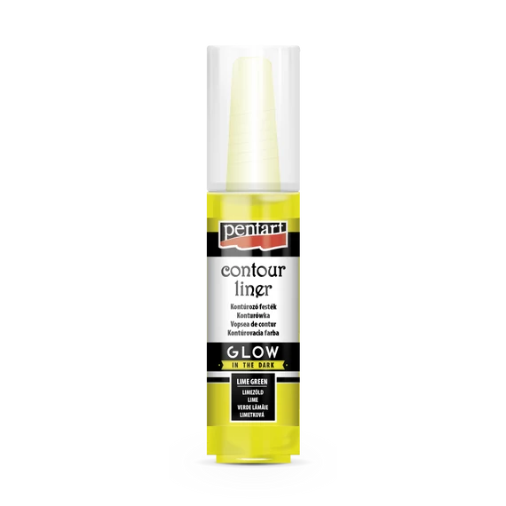 Pentart kontúrozó festék Glow in the dark 20 ml - limezöld
