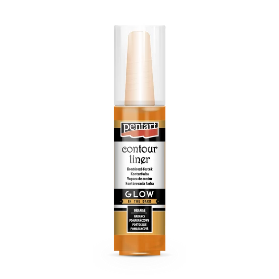 Pentart kontúrozó festék Glow in the dark 20 ml - narancs