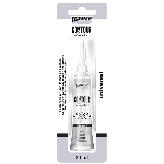 Pentart kontúrozó festék 20 ml - ezüst